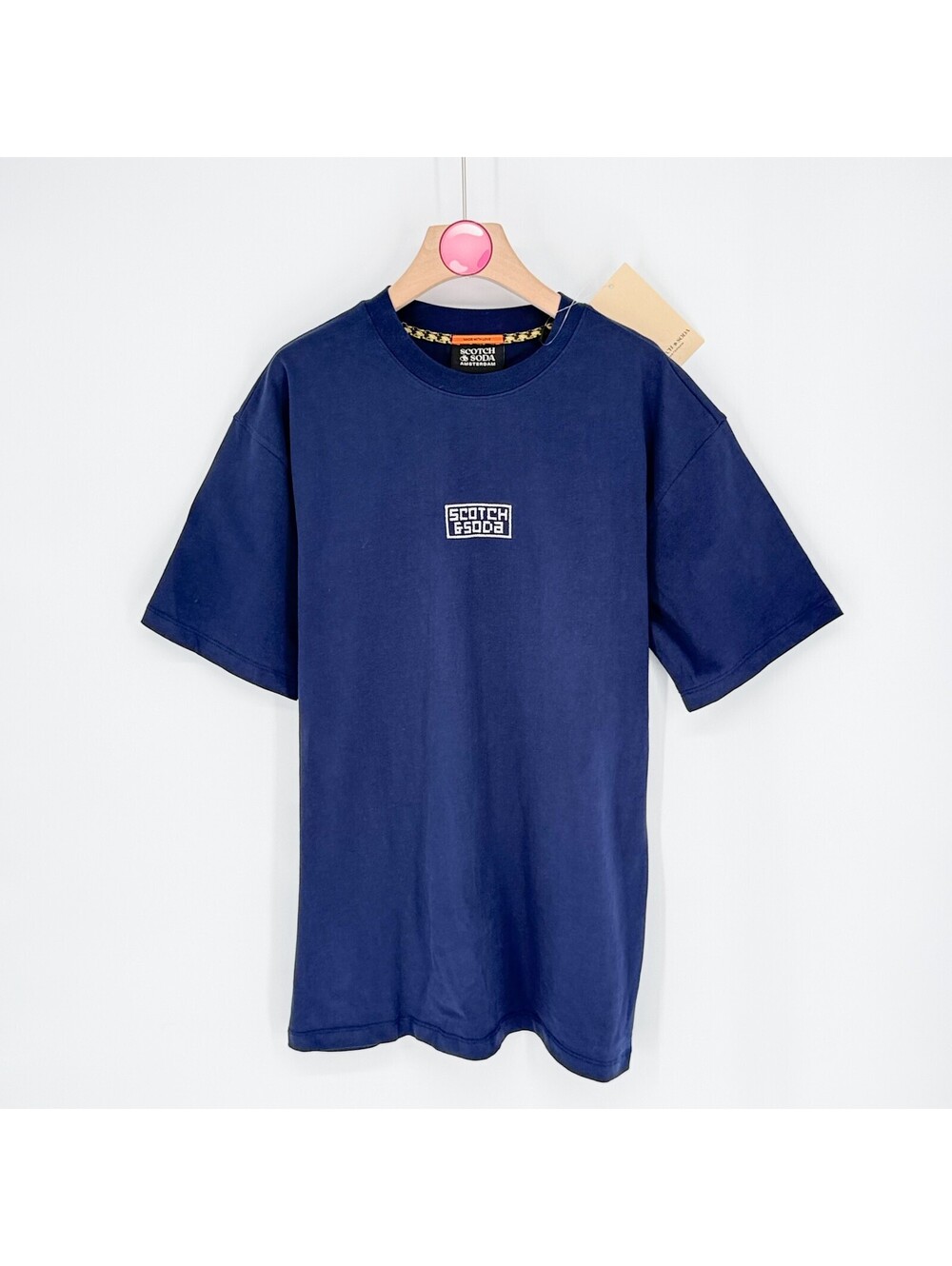 Scotch & Soda Logo Embroidered T Shirt Blue Crew Neck Casual Mens Medium NWT
